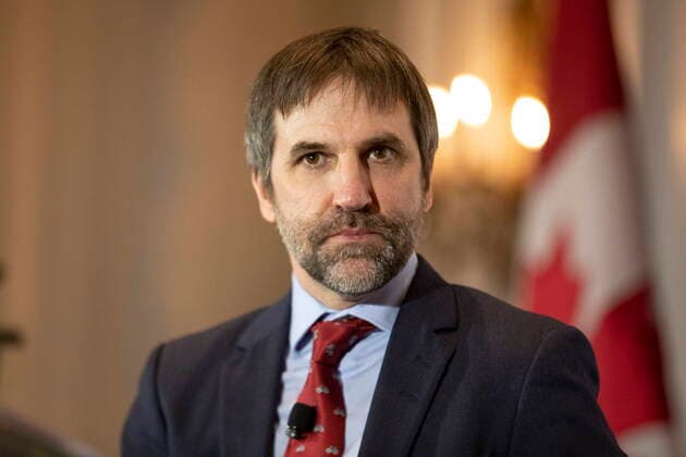 March 9, 2022, TORONTO, ON, CAN: Environment Minister Steven Guilbeault takes part in a moderated discussion with the audience following his speech on an emissions reduction plan, at the Canadian Club in Toronto on Wednesday, March 9, 2022. TORONTO CAN  - ZUMAc35_ 20220309_zaf_c35_063 Copyright: xChrisxYoungx