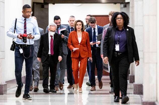 March 9, 2022, Washington, DC, United States: March 9, 2022 - Washington, DC, United States: U.S. House Speaker NANCY PELOSI (D-CA) arriving for her weekly conference. Washington United States - ZUMAb161 20220309_zap_b161_013 Copyright: xMichaelxBrochsteinx