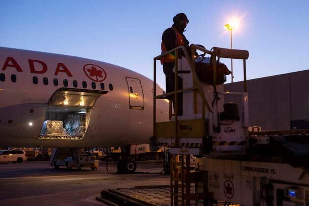 March 9, 2022, TORONTO, ON, CAN: Humanitarian aid, including medical supplies, destined for Ukraine, are loaded on a Warsaw bound plane at Toronto™s Pearson Airport on Wednesday, March 9 , 2022. The supplies from GlobalMedic include medical supplies, trauma dressings and wound care supplies destined for a hospital in Lviv, Ukraine. Also includes aid from Airlink and Project C.U.R.E. including hospital beds, vinyl mattresses and other humanitarian supplies. TORONTO CAN - ZUMAc35_ 20220309_zaf_c35_086 Copyright: xChrisxYoungx