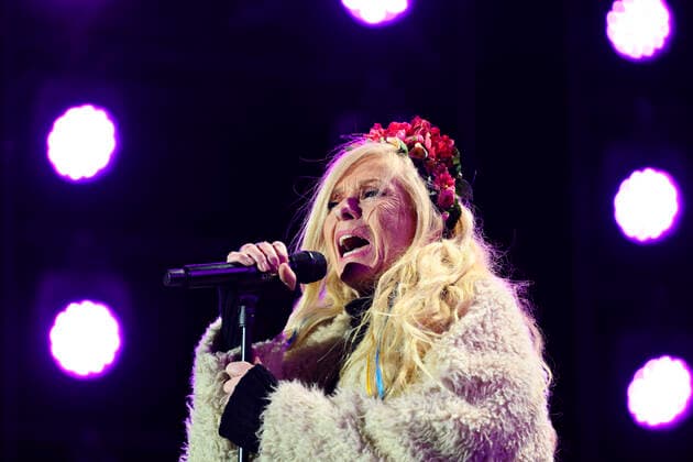 Sanne Salomonsen during Together for Ukraine concert at Raadhuspladsen Saturday 12 March 2022 TV 2 and DR have joined forces for a support concert for the victims in Ukraine where the victims of the war, Copenhagen Denmark  Copyright: PhilipxDavali PhilipxDavalix COP10246 spdk20220312-235844-L