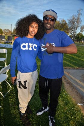 LOS ANGELES, CA - MARCH 13: Nahnii.A, Mr. Tan on location at Glasses Malone and LA Giantz music video Menaces II Society shoot at Hollydale Regional Park on March 13, 2022 in South Gate, California. Copyright: xKoixSojer Snap NxUxPhotos MediaPunchx