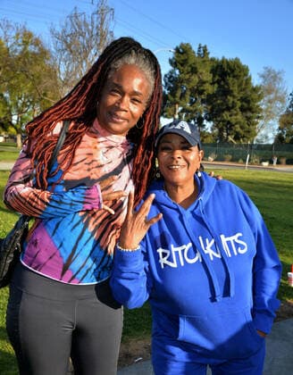 LOS ANGELES, CA - MARCH 13: DJ Silky D, Sylke Fyne on location at Glasses Malone and LA Giantz music video Menaces II Society shoot at Hollydale Regional Park on March 13, 2022 in South Gate, California. Copyright: xKoixSojer Snap NxUxPhotos MediaPunchx