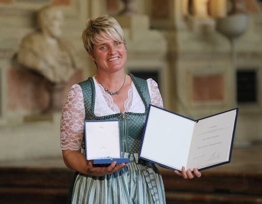 Award of the Bavarian Order of Merit by the Bavarian Minister President Dr Markus Söder Ilona Brunner, Munich Bavaria Germany Antiquarium of the Residence