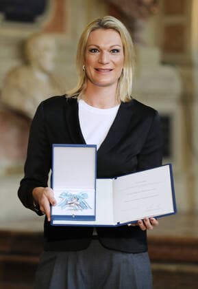 Award of the Bavarian Order of Merit by the Bavarian Minister President Dr Markus Söder Maria Höfl Riesch, Munich Bavaria Germany Antiquarium of the Residence