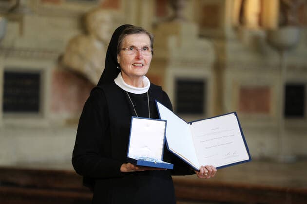 Award of the Bavarian Order of Merit by the Bavarian Minister President Dr Markus Söder Abbess Johanna Mayer OSB, Munich Bavaria Germany Antiquarium of the Residence