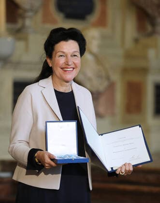 Award of the Bavarian Order of Merit by the Bavarian Minister President Dr Markus Söder Prof Bettina Reitz, Munich Bavaria Germany Antiquarium of the Residence