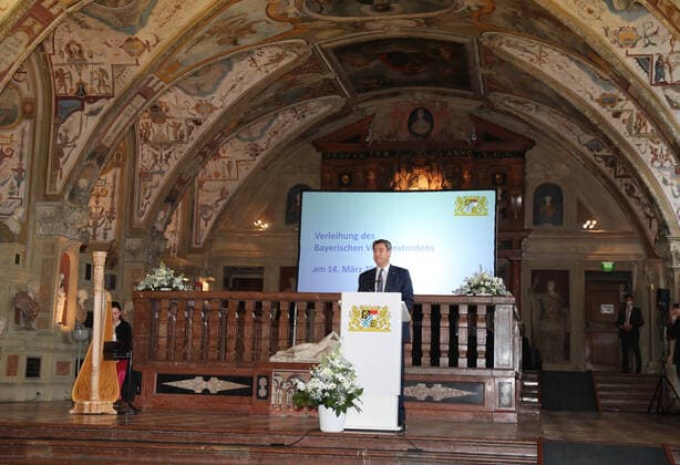 Award of the Bavarian Order of Merit by the Bavarian Minister President Dr Markus Söder Dr Markus Söder, Munich Bavaria Germany Antiquarium of the Residence