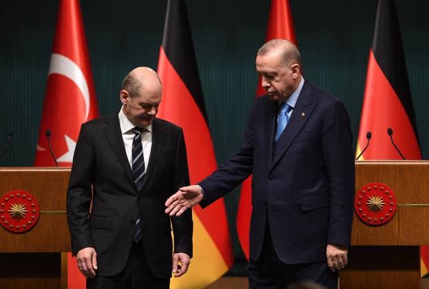 German Chancellor Olaf Scholz meets with Turkey President Recep Tayyip Erdogan at Presidential Complex in Ankara 17462042