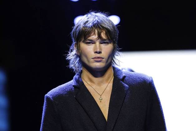 Jordan Barrett on the catwalk at the Justin Cassin show on 15 03 2022 at the Mercedes Benz Fashion Week in Berlin MBFW Fashionweek Berlin 2022 Justin Cassin Show