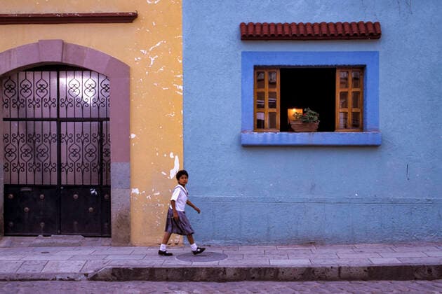 Mexico; Oaxaca; Oaxaca City; Centro Historico, school kid 