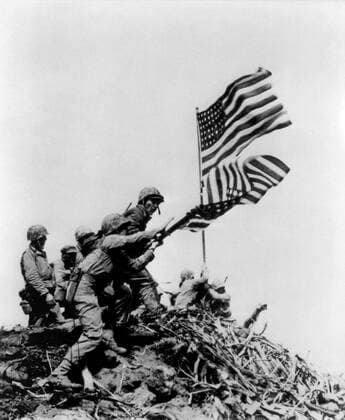 The invasion of Iwo Jima began on February 19, 1945, and continued to March 27, 1945. The battle was a major initiative of the Pacific Campaign of World War II. The Marine invasion was charged with the mission of capturing the airfields on the island, which up until that time had harried U.S. bombing missions to Tokyo. Once the bases were secured, they could then be of use in the impending invasion of the Japanese mainland.<br ><br > The battle was marked by some of the fiercest fighting of the War. The Imperial Japanese Army positions on the island were heavily fortified, with vast bunkers, hidden artillery, and 18 kilometres of tunnels.The battle was the first U.S. attack on the Japanese Home Islands and the Imperial soldiers defended th Supplier:xCPAxMediaxCo.xLtd. 1060_05_CPA0032068