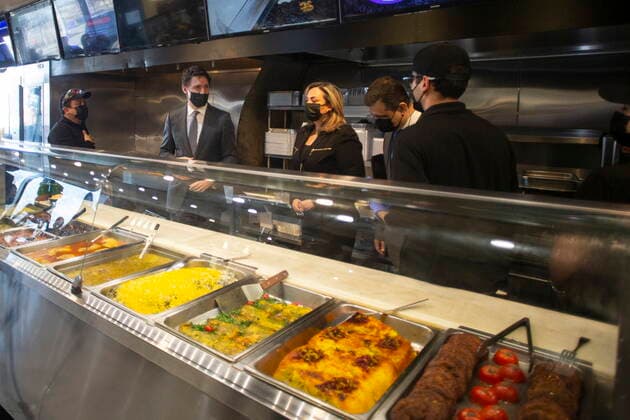 March 17, 2022, RICHMOND HILL, ON, CAN: Prime Minister Justin Trudeau greets staff as he visits Heeva Fine Foods in Richmond Hill, Ont., on Thursday , March 17, 2022 to mark Nowruz, the first day of the Iranian new year. RICHMOND HILL CAN  - ZUMAc35_ 20220317_zaf_c35_017 Copyright: xChrisxYoungx