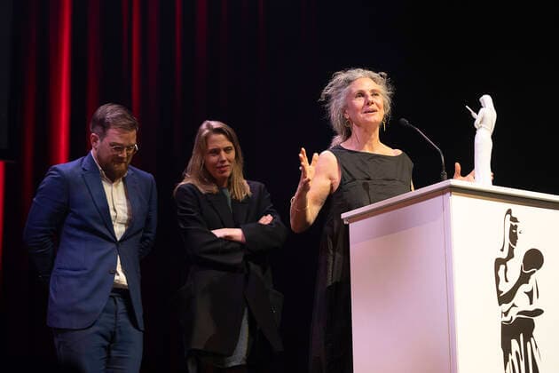 The best manuscript of the year goes to Jesper Fink, Charlotte Sieling and Maya Ilsoee for Margrete the First Bodil Prizes 2022 awarded at the Folketeatret in Copenhagen, Saturday 19 March 2022, Copenhagen Denmark  Copyright: fotograf@clausbech.dk ClausxBechx COP10274 spdk20220319-232348-L