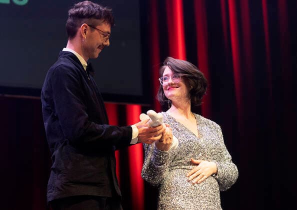 AArets Saer Bodil goes to Kenneth Ladekjaer and Jess Nicholls for Flugten The Bodil Prizes 2022 will be awarded at the Folketeatret in Copenhagen, Saturday 19 March 2022, Copenhagen Denmark  Copyright: fotograf@clausbech.dk ClausxBechx COP10274 spdk20220319-233352-L