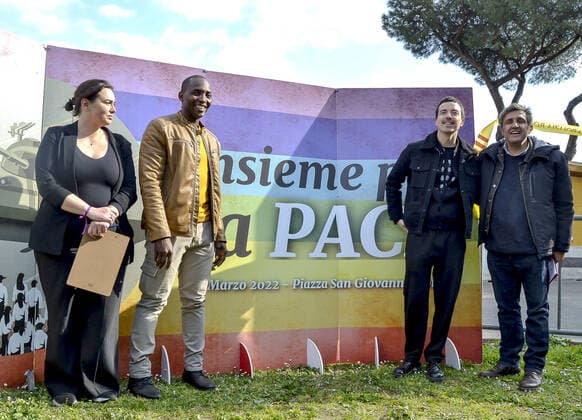 Together for peace demonstration in Rome The demonstration launched by former trade unionist Aboubakar Soumahoro who has always dealt with the conditions of laborers, saw the participation of personalities from the world of music, culture and show business, activists and refugees under the slogan No war Rome Italy Copyright: PatriziaxCortellessa