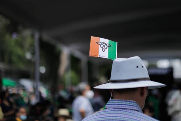 March 20, 2022, Mexico, Mexico: An Irish flag seen on a hat during the festival. St. Patrick s Day is a cultural and religious Irish national holiday, which is annually celebrated on March 17, the day of the death of the patron saint of Ireland, St. Patrick. Mexico Mexico - ZUMAs197 20220320_zaa_s197_317 Copyright: xGuillermoxDiazx