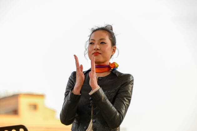 Sun Hee You, musician during Together for Peace , anti war demonstration in Piazza San Govanni, News in Rome, Italy, March 20 2022  Copyright: xGloriaxImbrognox xipa-agency.netx xx 0