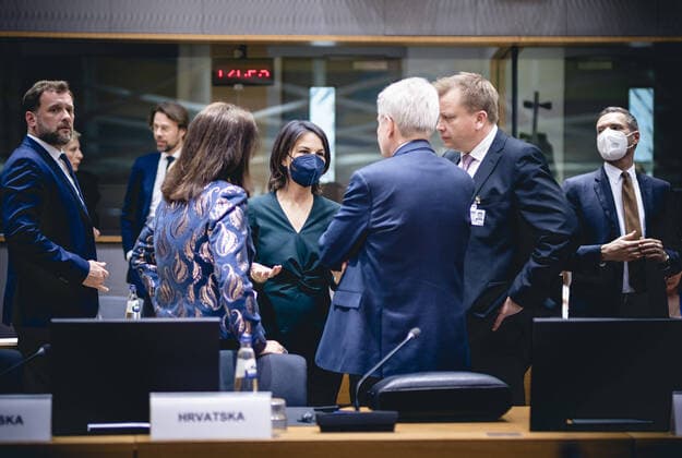 Bilder des Jahres 2022, News 03 März News Themen der Woche KW12 News Bilder des Tages Bundesaussenministerin Annalena Baerbock (Buendnis 90 Die Gruenen) im Rahmen des Rats der Aussen- und VerteidigungsministerInnen. Bruessel, 21.03.2022. Bruessel Belgien *** German Foreign Minister Annalena Baerbock Buendnis 90 Die Gruenen in the framework of the Council of Foreign and Defense Ministers Brussels, 21 03 2022 Brussels Belgium Copyright: xXanderxHeinlx