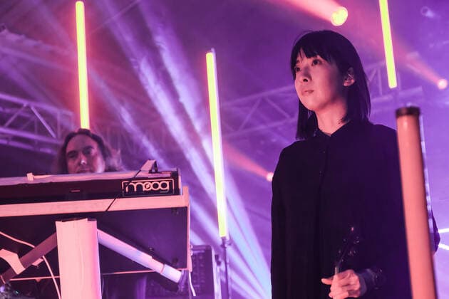 March 21, 2022, Southampton, Hampshire, United Kingdom: L-R Thorsten Quaeschning, bandleader and Yamane Hoshiko, Japanese born violinist, composer and performer on stage with German electronic band Tangerine Dream founded in 1967, performing live at the Engine Rooms, Southampton. Southampton United Kingdom - ZUMAs197 20220321_zaa_s197_172 Copyright: xDawnxFletcher-Parkx
