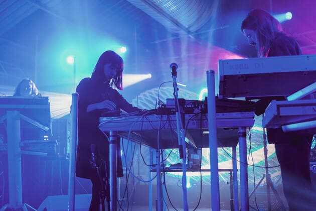 March 21, 2022, Southampton, Hampshire, United Kingdom: L-R Thorsten Quaeschning, bandleader and Yamane Hoshiko, Japanese born violinist, and Paul Frick on stage with German electronic band Tangerine Dream founded in 1967, performing live at the Engine Rooms, Southampton. Southampton United Kingdom - ZUMAs197 20220321_zaa_s197_177 Copyright: xDawnxFletcher-Parkx