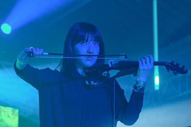 March 21, 2022, Southampton, Hampshire, United Kingdom: Japanese born violinist, composer and performer Yamane Hoshiko, currently residing in Berlin, on stage with German electronic band Tangerine Dream founded in 1967, performing live at the Engine Rooms, Southampton. Southampton United Kingdom - ZUMAs197 20220321_zaa_s197_198 Copyright: xDawnxFletcher-Parkx