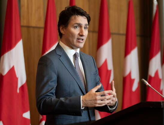 March 22, 2022, Ottawa, ON, Canada: Prime Minister Justin Trudeau responds to a question during a news conference, Tuesday, March 22, 2022 in Ottawa. Ottawa Canada  - ZUMAc35_ 20220322_zaf_c35_004 Copyright: xAdrianxWyldx