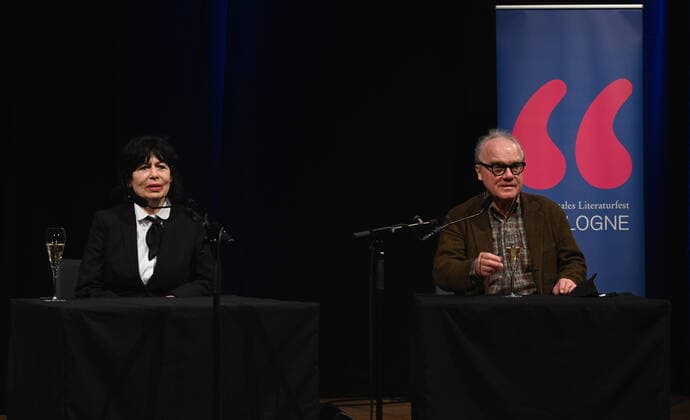 Die Schriftsteller Michael Köhlmeier und Monika Helfer lesen auf der Lit.Cologne, dem internationalen Literaturfestival *** Writers Michael Köhlmeier and Monika Helfer read at Lit Cologne, the international literature festival
