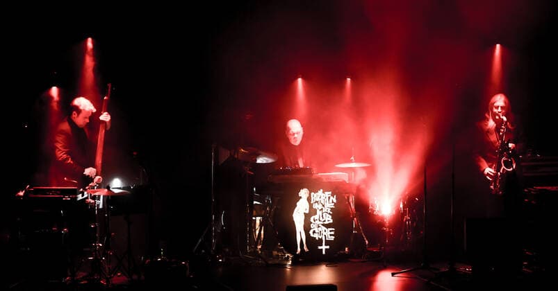 Concert by Bohren Der Club of Gore , Festival opening SONIC MORGUE, Silent Green Berlin Bohren Der Club of Gore , Morten Gass Organ, Mellotron, Fender Rhodes, Baritone Guitar, Drums Robin Rodenberg Double Bass, Drums Christoph Clöser Saxophone, Fender Rhodes, Piano, Vibraphone, Drums