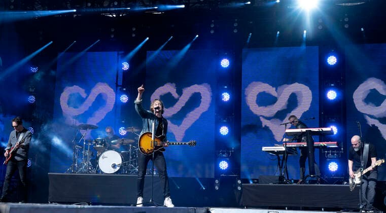 Riku Rajama, Sami Osala, Samu Haber, Osmo Ikonen and Raul Ruutu of Sunrise Avenue live at the SnowpenAir Festival at Grindelwald Terminal Grindelwald, 26 03 2022 Foto:xA.xRaemyx xFuturexImage