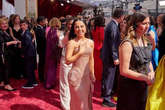 Becky G arrives on the red carpet of the 94th OscarsÂ® at the Dolby Theatre at Ovation Hollywood in Los Angeles, CA, on Sunday, March 27, 2022.  Copyright: xx 34342-088THA