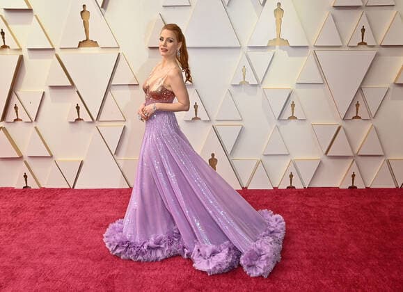 Jessica Chastain arrivs for the 94th annual Academy Awards at the Dolby Theatre in the Hollywood section of Los Angeles on Sunday, March 27, 2022.  LAP20220327241 JIMxRUYMEN