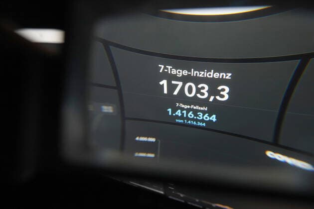 RKI dashboard, 7 day incidence is now 1703.3 7 day incidence, RKI dashboard on a monitor on 29 03 2022 in Siegen Germany.