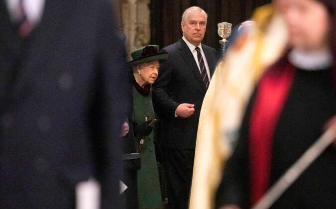 . 29 03 2022. London, United Kingdom. Queen Elizabeth II and Prince Andrew at the Prince Philip Memorial Service at Westminster Abbey in London.  xi-Imagesx IIM-23254-0196