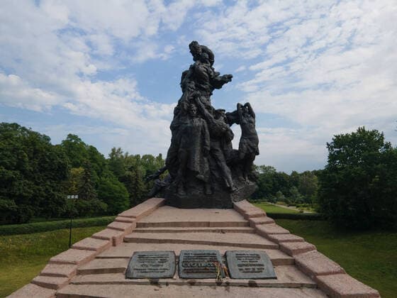 The symbol of the Holocaust - Babi Yar. The place of the murder of Jews during the Second World War. Aerial, model released, , property released, , 33816046.jpg, memory, monument, nostalgia, object, peace, people, place, prisoner, remember, solidarity, sorrow, stone, tragedy, ukraine, violence, war, memorial, memorable, soviet, jewish, holocaust, history, death, europe, babi yar, bronze, victims, symbol, ss troops, soviet union, massacres, shot dead, german, september 1941, historic, jews, kill, executed, kyiv, nazi, killed, ukrainian, victim, wwii, city, green, yar, babi, aerial