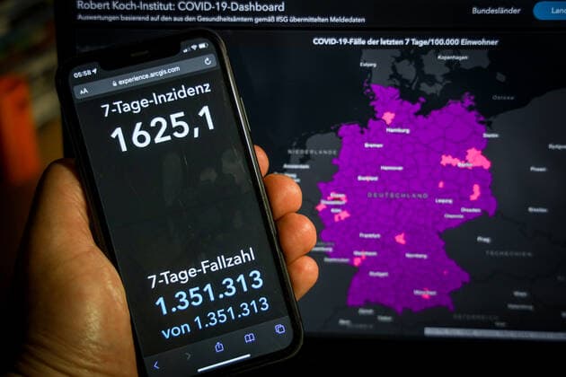 Coronavirus in Germany Covid 19 Dashboard of the Robert Koch Institute 31 03 2022 Robert Koch Institute 7 days Incidence 1625.1 7 days Number of cases 1 351 313 COVID 19 Cases 21 104 509 Addition by 274 901 compared to previous day COVID 19 Deaths 129 391 Addition by 279 compared to previous day