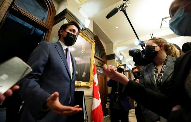 March 31, 2022, Ottawa, Ontario, Canada: Prime Minister Justin Trudeau arrives at question period on Parliament Hill in Ottawa on Thursday, March 31, 2022. Ottawa Canada  - ZUMAc35_ 20220331_zaf_c35_031 Copyright: xSeanxKilpatrickx