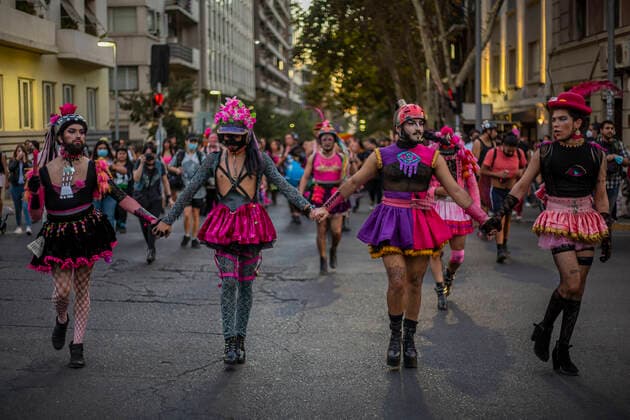 News Themen der Woche KW13 News Bilder des Tages Chile, International Transgender Day of Visibility in Santiago A persons participates in a demonstration for the rights of the LGBTQ+ community, in a international transgender day of visibility in Santiago, Chile. March 31, 2022. Santiago Chile Copyright: xClaudioxAbarcaxSandovalx
