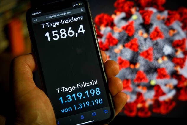 Coronavirus in Germany Covid 19 Dashboard of the Robert Koch Institute 01 04 2022 Robert Koch Institute 7 days Incidence 1586.4 7 days Number of cases 1 319 198 COVID 19 Cases 21 357 039 Addition of 252 430 compared to previous day COVID 19 Deaths 129 695 Addition of 304 compared to previous day
