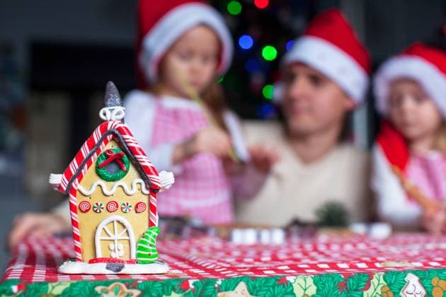 Gingerbread fairy house decorated by colorful candies on a background of happy family, model released, , 10313468.jpg, christmas, child, enjoyment, man, red, pastry, daughter, dad, gingerbread, girl, joy, decoration, parent, people, home, handmade, new year, xmas, kitchen, togetherness, female, cookies, childhood, family, father, holiday, cooking, smile, pleasure, baking, sweet, gingerbread house, ginger, celebration, candy, holidays, time, powdered, house, baked, food, colorful, multi-colored, bokeh, bakery, decor, frosted, glazed, heap,