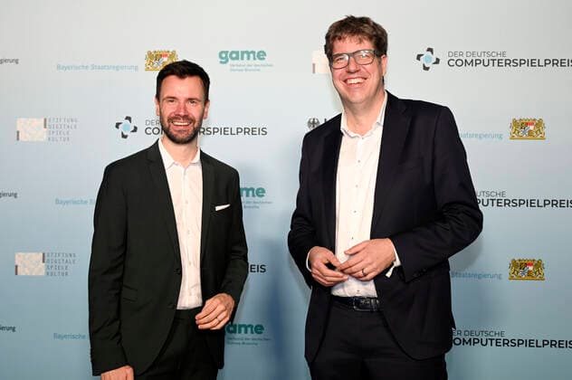 Felix Falk and Michael Kellner at the award ceremony of the German Computer Game Award 2022 in the TonHalle Munich, 31 03 2022 Foto:xR.xHeinex xFuturexImage