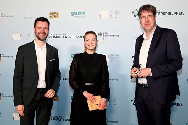 Felix Falk, Judith Gerlach and Michael Kellner at the German Computer Game Award 2022 ceremony in the TonHalle Munich, 31 03 2022 Foto:xR.xHeinex xFuturexImage