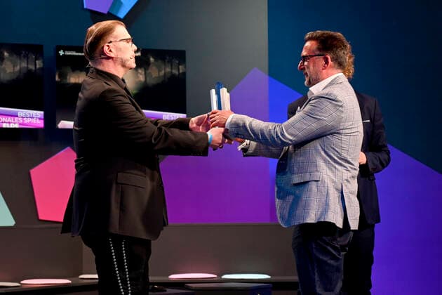 Markus Heitz and Matthias Kolb at the German Computer Game Award 2022 ceremony in the TonHalle Munich, 31 03 2022 Foto:xR.xHeinex xFuturexImage