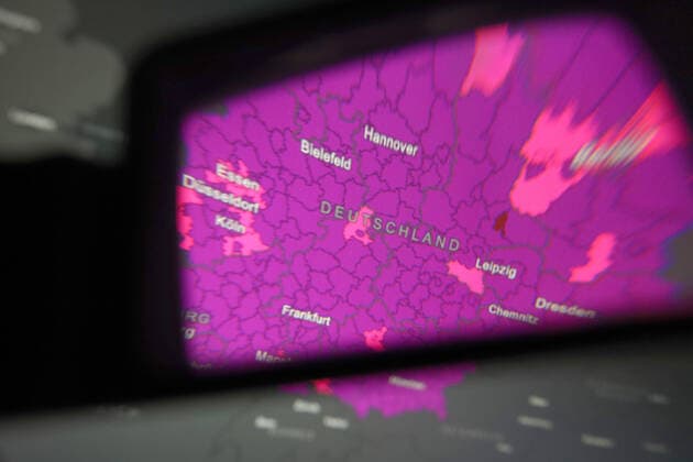 RKI dashboard, 7 day incidence is now 1457.9 7 day incidence, RKI dashboard on a monitor on 03 04 2022 in Siegen Germany.