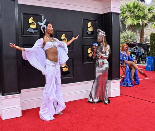 Naomi Smalls arrives for the 64th annual Grammy Awards at the MGM Grand Garden Arena in Las Vegas, Nevada on Sunday, April 3, 2022.  LAV20220403005 JIMxRUYMEN