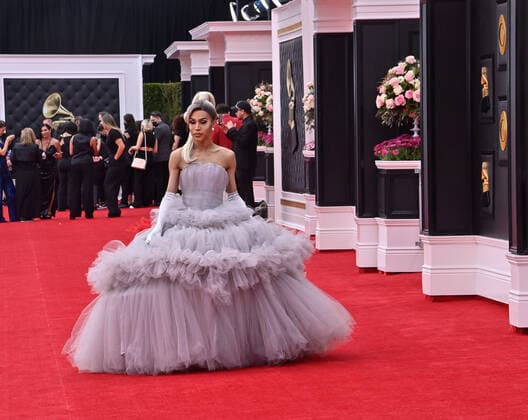 Trinity K. Bonet arrives for the 64th annual Grammy Awards at the MGM Grand Garden Arena in Las Vegas, Nevada on Sunday, April 3, 2022.  LAV20220403006 JIMxRUYMEN