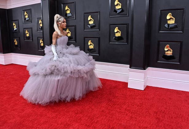 Trinity K. Bonet arrives for the 64th annual Grammy Awards at the MGM Grand Garden Arena in Las Vegas, Nevada on Sunday, April 3, 2022.  LAV20220403013 JIMxRUYMEN