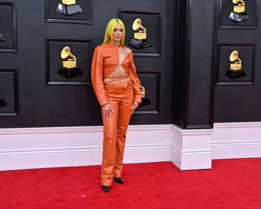 Cailin Russo arrives for the 64th annual Grammy Awards at the MGM Grand Garden Arena in Las Vegas, Nevada on Sunday, April 3, 2022.  LAV20220403042 JIMxRUYMEN