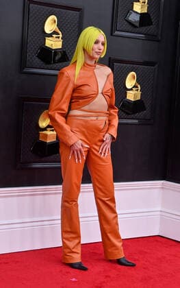 Cailin Russo arrives for the 64th annual Grammy Awards at the MGM Grand Garden Arena in Las Vegas, Nevada on Sunday, April 3, 2022.  LAV20220403051 JIMxRUYMEN