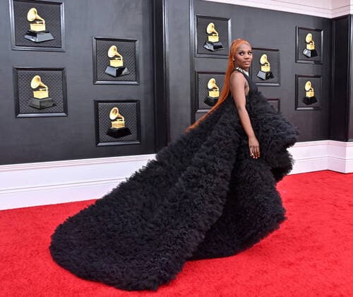 Doechii arrives for the 64th annual Grammy Awards at the MGM Grand Garden Arena in Las Vegas, Nevada on Sunday, April 3, 2022.  LAV20220403222 JIMxRUYMEN