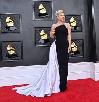 Lady Gaga arrives for the 64th annual Grammy Awards at the MGM Grand Garden Arena in Las Vegas, Nevada on Sunday, April 3, 2022.  LAV20220403394 JIMxRUYMEN
